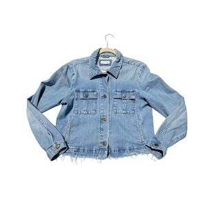 LOFT Light Wash Raw Hem Denim Jacket Size Medium